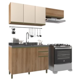 Cozinha Modulada Dinamarca 3 Peças com Balcão 120cm Castani sem Tampo - Indékes  Cozinha Modulada Dinamarca 3 Peças com Balcão 120cm Castani sem Tampo - Indékes