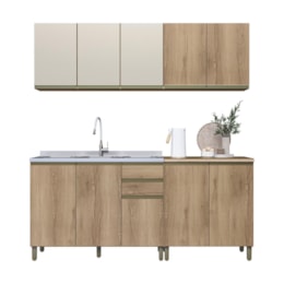 Cozinha Modulada Dinamarca 4 Peças com Balcão 120cm Castani sem Tampo - Indékes Cozinha Modulada Dinamarca 4 Peças com Balcão 120cm Castani sem Tampo - Indékes