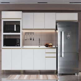 Cozinha Modulada Dinamarca 4 Peças com Torre Quente 2 Fornos Branco - Indékes