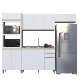 Cozinha Modulada Dinamarca 4 Peças com Torre Quente 2 Fornos Branco - Indékes