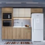 Cozinha Modulada Dinamarca 4 Peças com Torre Quente 2 Fornos Castani e Aéreo 120 com Vidro Off White - Indékes