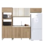 Cozinha Modulada Dinamarca 4 Peças com Torre Quente 2 Fornos Castani e Aéreo 120 com Vidro Off White - Indékes
