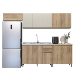 Cozinha Modulada Dinamarca 5 Peças com Balcão 120cm Castani sem Tampo - Indékes Cozinha Modulada Dinamarca 5 Peças com Balcão 120cm Castani sem Tampo - Indékes