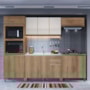 Cozinha Modulada Dinamarca 5 Peças com Torre Quente 2 Fornos Castani e Aéreo 120cm com Vidro Off White - Indékes 