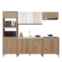 Cozinha Modulada Dinamarca 5 Peças com Torre Quente 2 Fornos Castani e Aéreo 120cm com Vidro Off White - Indékes 
