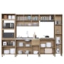 Cozinha Modulada Dinamarca 6 Peças com Torre Quente 2 Fornos Castani e Aéreo 120cm com Vidro Off White - Indékes