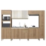 Cozinha Modulada Dinamarca 6 Peças com Torre Quente 2 Fornos Castani e Aéreo 120cm com Vidro Off White - Indékes
