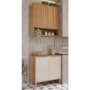 Cozinha Modulada Divina 2 Peças com Armário Aéreo e Balcão 80cm Freijó/Off White - MGM