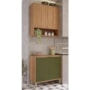 Cozinha Modulada Divina 2 Peças com Armário Aéreo e Balcão 80cm Freijó/Verde - MGM