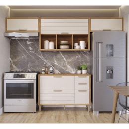 Cozinha Modulada Eloise 4 Peças Armário Aéreo 120cm com Nichos Freijó/Off White - MGM