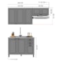 Cozinha Modulada Firenze 3 Peças com Balcão 120cm Chumbo/Titânio sem Tampo - Indékes