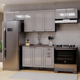 Cozinha Modulada Firenze 4 Peças com Aéreo 120cm Chumbo/Titânio - Indékes
