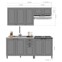 Cozinha Modulada Firenze 4 Peças com Aéreo de Geladeira Chumbo/Titânio - Indékes