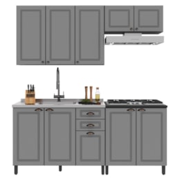 Cozinha Modulada Firenze 4 Peças com Aéreo de Geladeira Chumbo/Titânio - Indékes Cozinha Modulada Firenze 4 Peças com Aéreo de Geladeira Chumbo/Titânio - Indékes