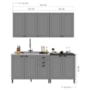 Cozinha Modulada Firenze 4 Peças com Balcão 120cm Chumbo/Titânio sem Tampo - Indékes