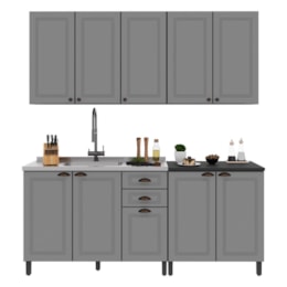 Cozinha Modulada Firenze 4 Peças com Balcão 120cm Chumbo/Titânio sem Tampo - Indékes