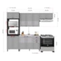 Cozinha Modulada Firenze 4 Peças com Torre Quente 2 Fornos Chumbo/Titânio - Indékes