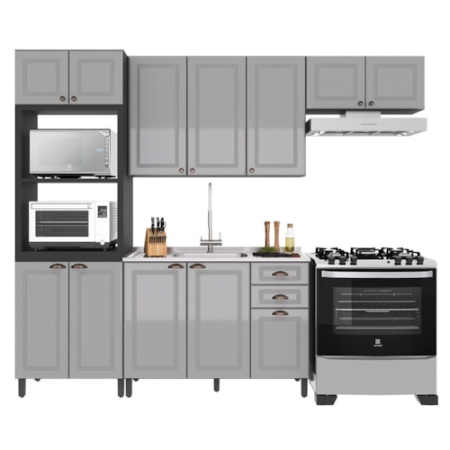 Cozinha Modulada Firenze 4 Peças com Torre Quente 2 Fornos Chumbo/Titânio - Indékes