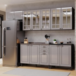 Cozinha Modulada Firenze 5 Peças com Aéreo 120cm Chumbo/Titânio - Indékes Cozinha Modulada Firenze 5 Peças com Aéreo 120cm Chumbo/Titânio - Indékes