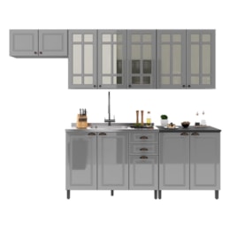 Cozinha Modulada Firenze 5 Peças com Aéreo 120cm Chumbo/Titânio - Indékes