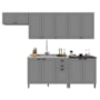 Cozinha Modulada Firenze 5 Peças com Balcão 120cm Chumbo/Titânio sem Tampo - Indékes