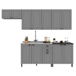 Cozinha Modulada Firenze 5 Peças com Balcão 120cm Chumbo/Titânio sem Tampo - Indékes Cozinha Modulada Firenze 5 Peças com Balcão 120cm Chumbo/Titânio sem Tampo - Indékes