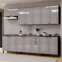 Cozinha Modulada Firenze 6 Peças com Balcão 120cm Chumbo/Titânio sem Tampo - Indékes