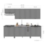 Cozinha Modulada Firenze 6 Peças com Balcão 120cm Chumbo/Titânio sem Tampo - Indékes