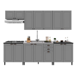 Cozinha Modulada Firenze 6 Peças com Balcão 120cm Chumbo/Titânio sem Tampo - Indékes Cozinha Modulada Firenze 6 Peças com Balcão 120cm Chumbo/Titânio sem Tampo - Indékes