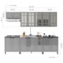 Cozinha Modulada Firenze 6 Peças com Balcões 80cm Chumbo/Titânio - Indékes