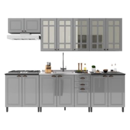 Cozinha Modulada Firenze 6 Peças com Balcões 80cm Chumbo/Titânio - Indékes