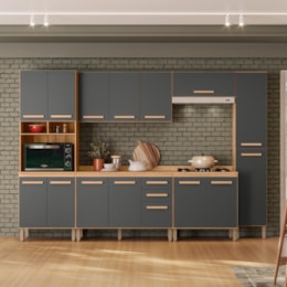 Cozinha Modulada Intenza Carolina 6 Peças Freijó/Chumbo - Nicioli Cozinha Modulada Intenza Carolina 6 Peças Freijó/Chumbo - Nicioli