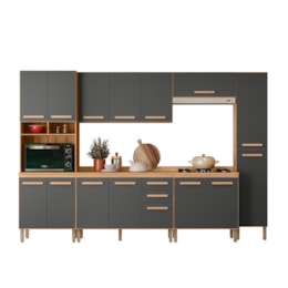 Cozinha Modulada Intenza Carolina 6 Peças Freijó/Chumbo - Nicioli Cozinha Modulada Intenza Carolina 6 Peças Freijó/Chumbo - Nicioli