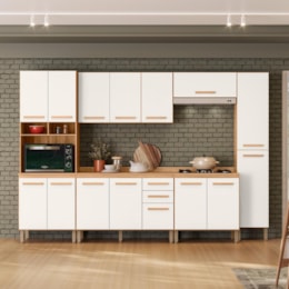 Cozinha Modulada Intenza Carolina 6 Peças Freijó/Off White Cristal - Nicioli  Cozinha Modulada Intenza Carolina 6 Peças Freijó/Off White Cristal - Nicioli