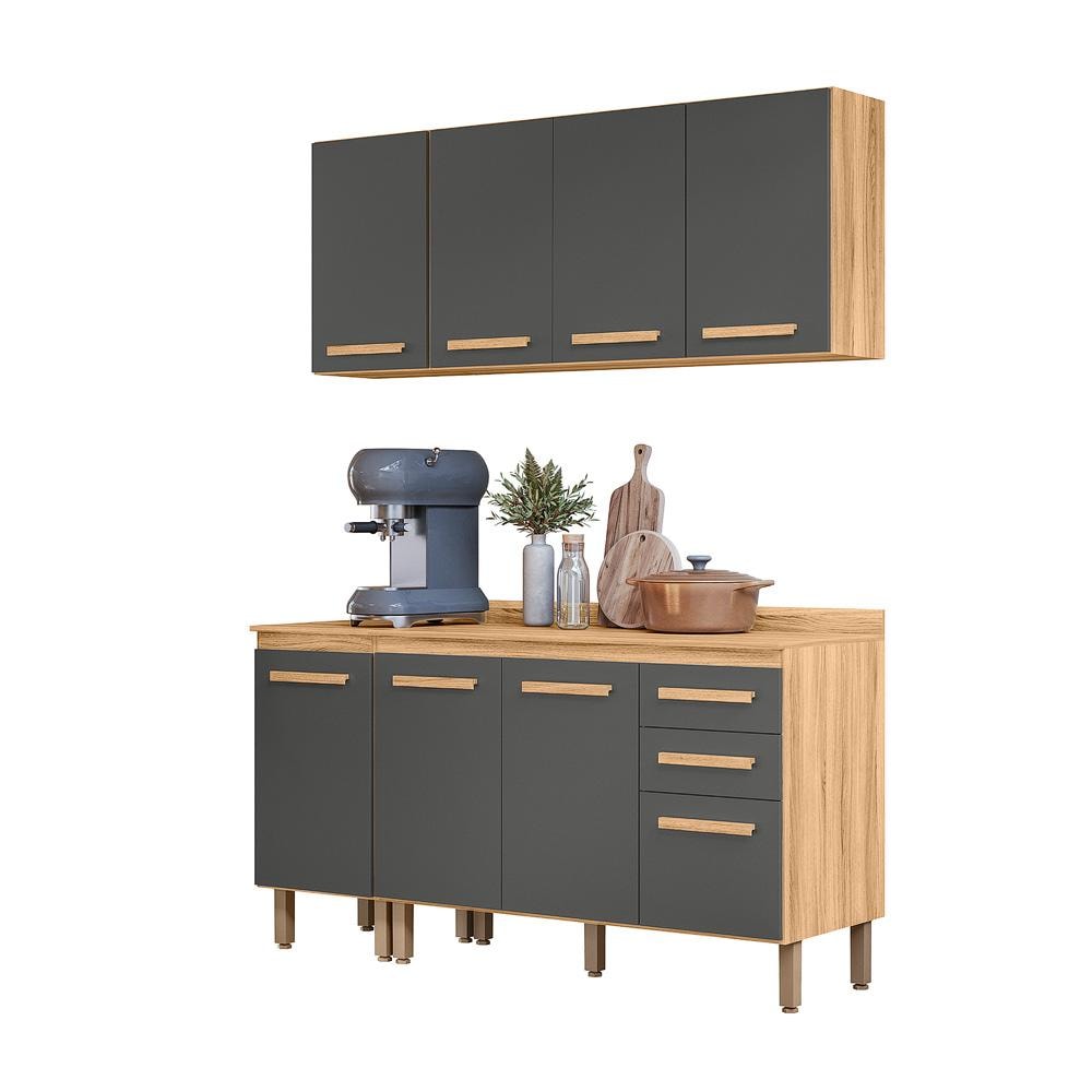 Cozinha Modulada Intenza Lily 4 Peças Freijó/Chumbo - Nicioli