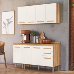 Cozinha Modulada Intenza Lily 4 Peças Freijó/Off White Cristal - Nicioli Cozinha Modulada Intenza Lily 4 Peças Freijó/Off White Cristal - Nicioli