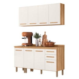 Cozinha Modulada Intenza Lily 4 Peças Freijó/Off White Cristal - Nicioli Cozinha Modulada Intenza Lily 4 Peças Freijó/Off White Cristal - Nicioli