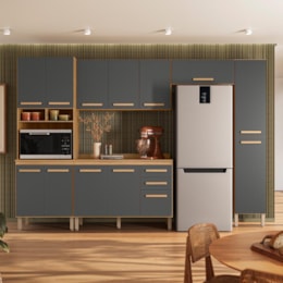 Cozinha Modulada Intenza Oni 5 Peças Freijó/Chumbo - Nicioli Cozinha Modulada Intenza Oni 5 Peças Freijó/Chumbo - Nicioli