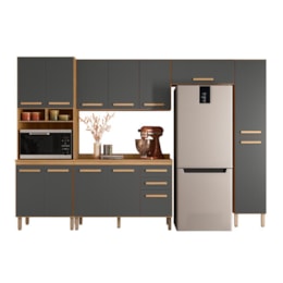 Cozinha Modulada Intenza Oni 5 Peças Freijó/Chumbo - Nicioli Cozinha Modulada Intenza Oni 5 Peças Freijó/Chumbo - Nicioli