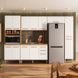Cozinha Modulada Intenza Oni 5 Peças Freijó/Off White Cristal - Nicioli Cozinha Modulada Intenza Oni 5 Peças Freijó/Off White Cristal - Nicioli