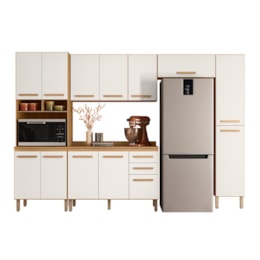 Cozinha Modulada Intenza Oni 5 Peças Freijó/Off White Cristal - Nicioli Cozinha Modulada Intenza Oni 5 Peças Freijó/Off White Cristal - Nicioli
