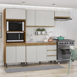 Cozinha Modulada Karen 4 Peças com Paneleiro Duplo Nature/Off White - Peternella Móveis 