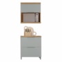 Cozinha Modulada Marquesa 2 Peças com Armário Aéreo Micro-ondas e Balcão 80cm Nature/Verde - Nesher