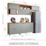 Cozinha Modulada Marquesa 5 Peças com Armário Aéreo Micro-ondas Nature/Verde - Nesher