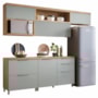 Cozinha Modulada Marquesa 5 Peças com Armário Aéreo Micro-ondas Nature/Verde - Nesher