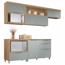 Cozinha Modulada Marquesa 5 Peças com Balcão 80cm para Forno Nature/Verde - Nesher
