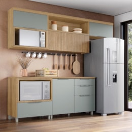 Cozinha Modulada Marquesa 5 Peças com Balcão 80cm para Forno Verde/Nature - Nesher