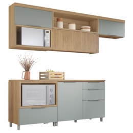 Cozinha Modulada Marquesa 5 Peças com Balcão 80cm para Forno Verde/Nature - Nesher