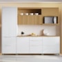 Cozinha Modulada Marquesa 5 Peças com Paneleiro e Armário Aéreo Micro-ondas Branco/Nature - Nesher