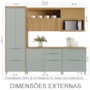 Cozinha Modulada Marquesa 5 Peças com Paneleiro e Armário Aéreo Micro-ondas Nature/Verde - Nesher